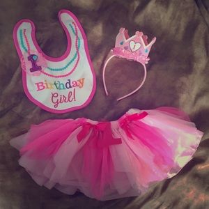 1 year old girl bundle! Tutu, headband, & bib!